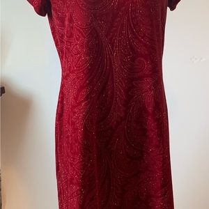 Beautiful long red velvet dress with cheongsam like feature at shoulder